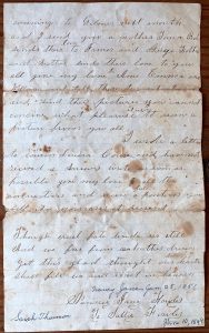 1869 letter from Nancy Jane Fowler in Texas to Cousin Sallie Fowler in Canada